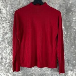 Windrige Cheryl Nash Size L Silk Mock Neck Sweater Red Long Sleeve Outdoor
